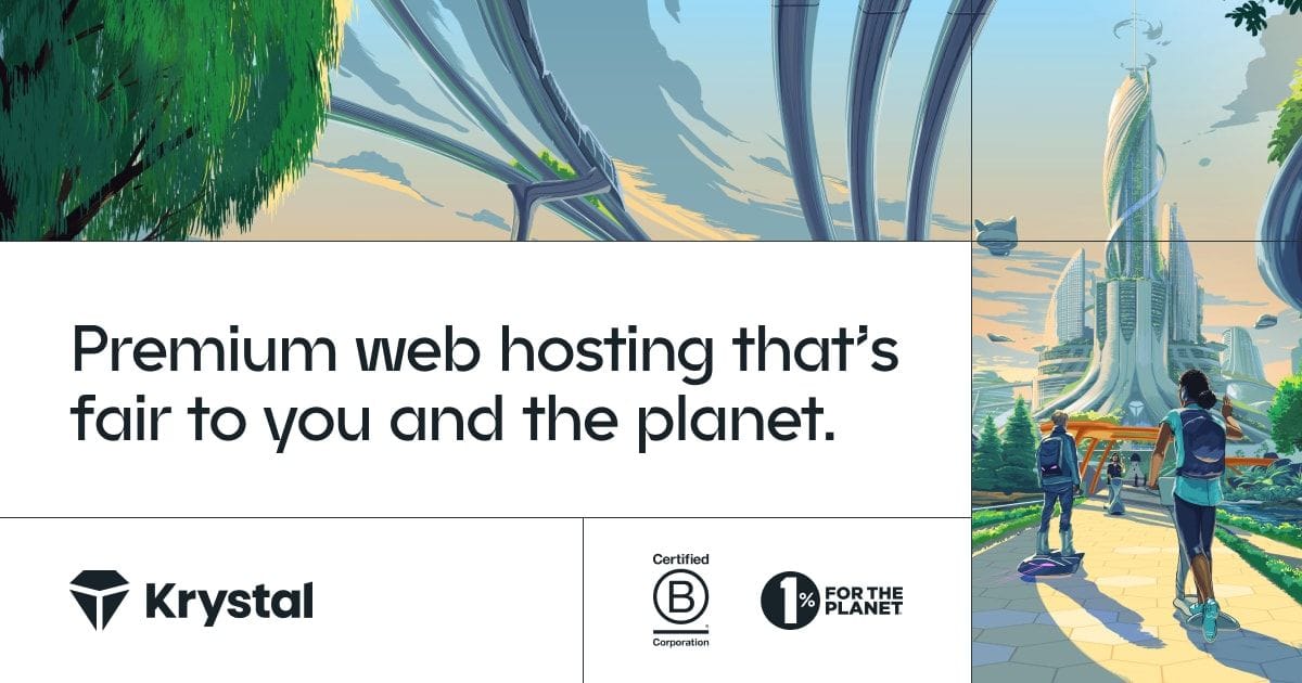 Krystal hosting logo and facts